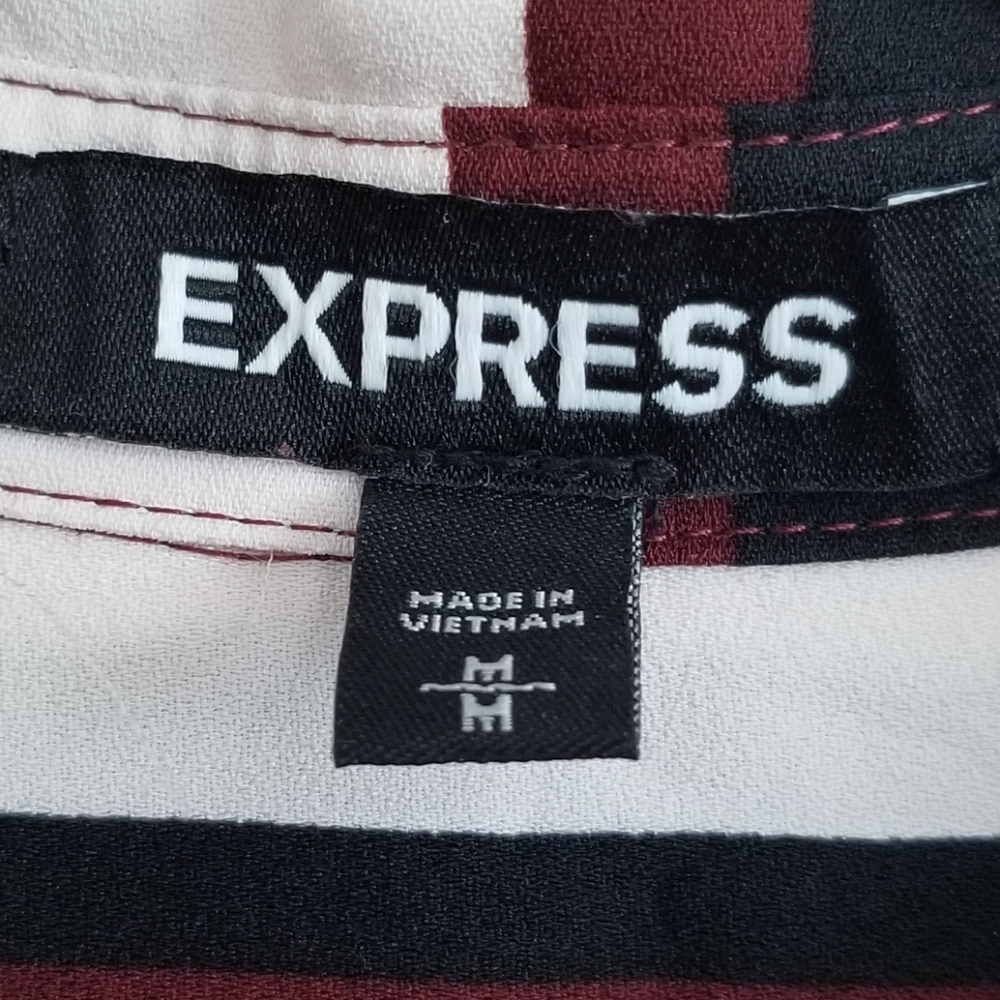 Express Striped Red Black Dress Size Medium - Picture 6 of 7